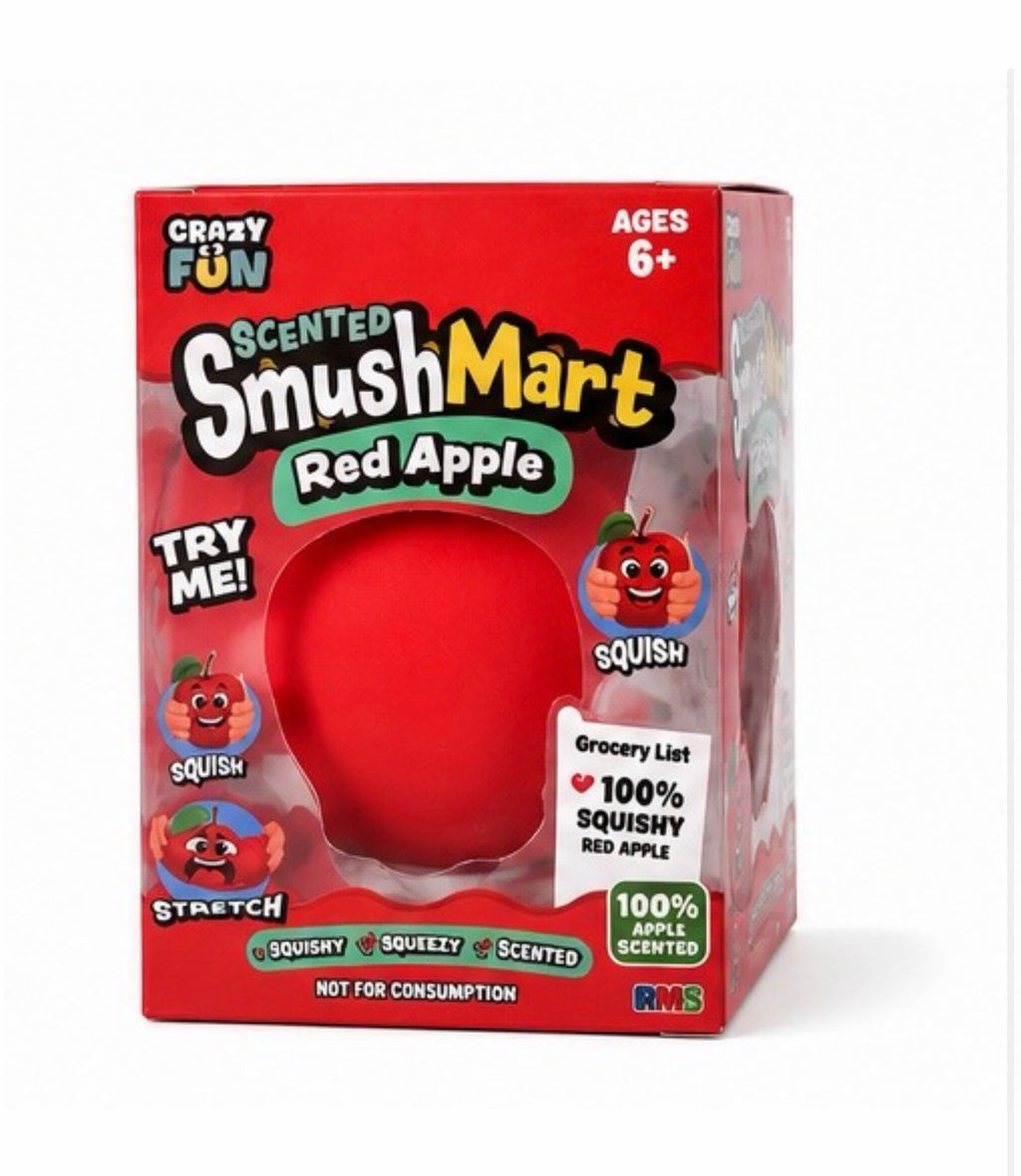 SmushMart Red Apple Jumbo Scented Squishy – 6” Slow Rising Soft Foam Sensory Toy