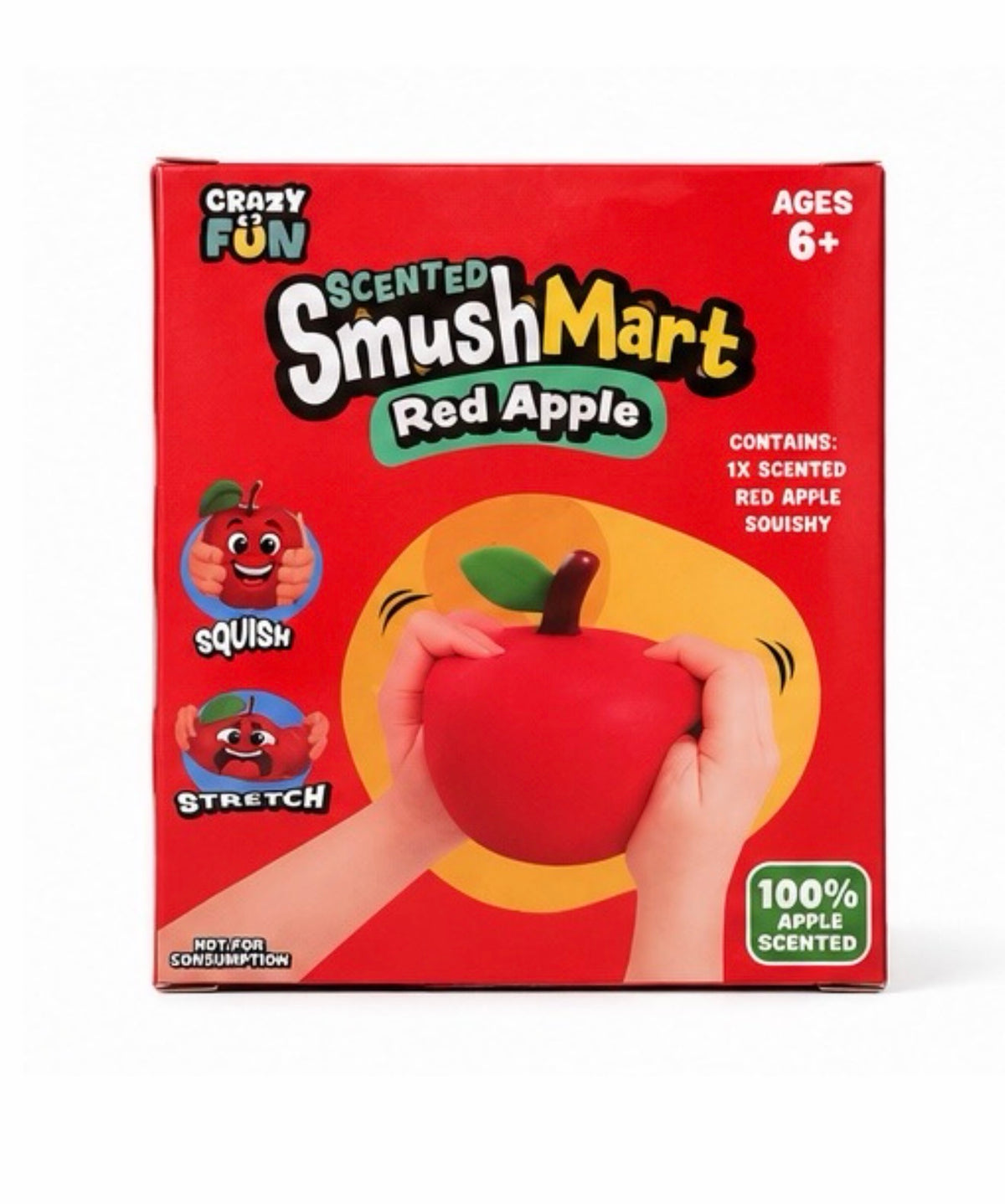SmushMart Red Apple Jumbo Scented Squishy – 6” Slow Rising Soft Foam Sensory Toy