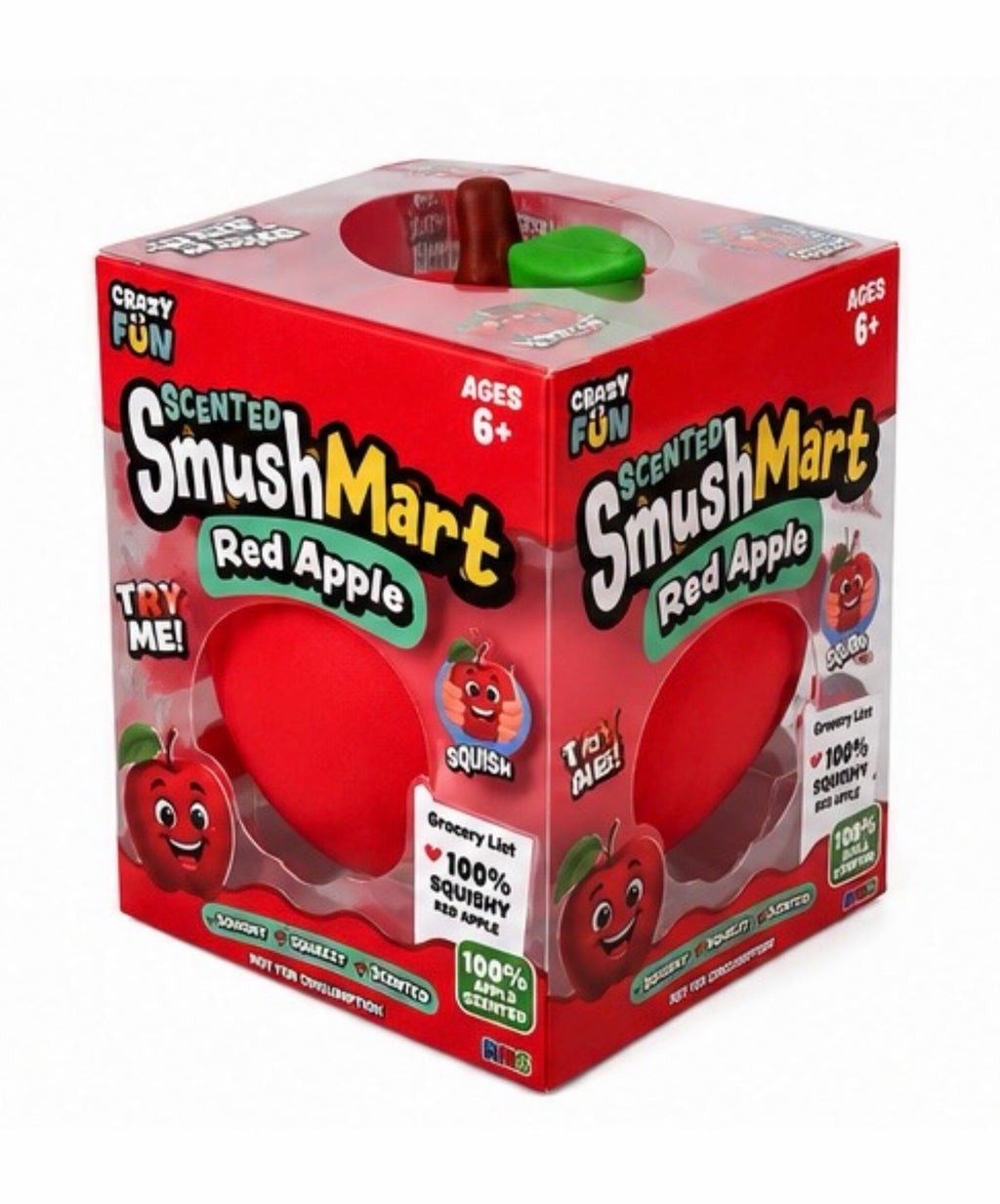 SmushMart Red Apple Jumbo Scented Squishy – 6” Slow Rising Soft Foam Sensory Toy