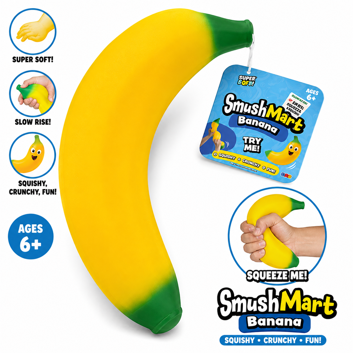 SmushMart Banana – Yellow Squishy Sensory Toy