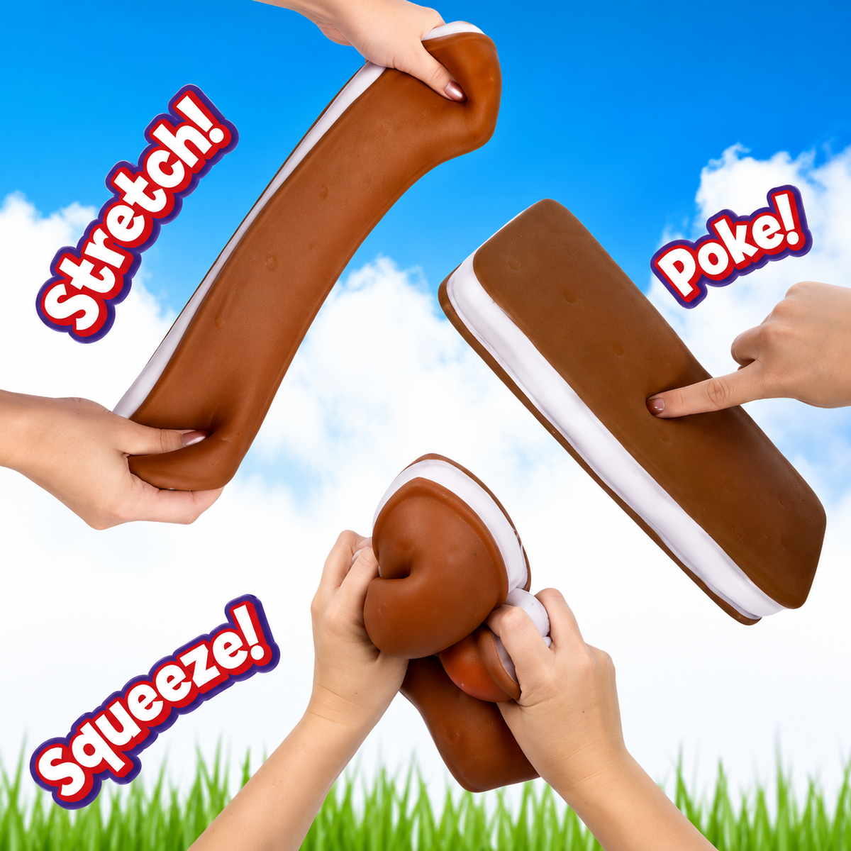 Sunny Days Jumbo Ice Cream Sandwich Squishy – Stretch & Squeeze Sensory Toy
