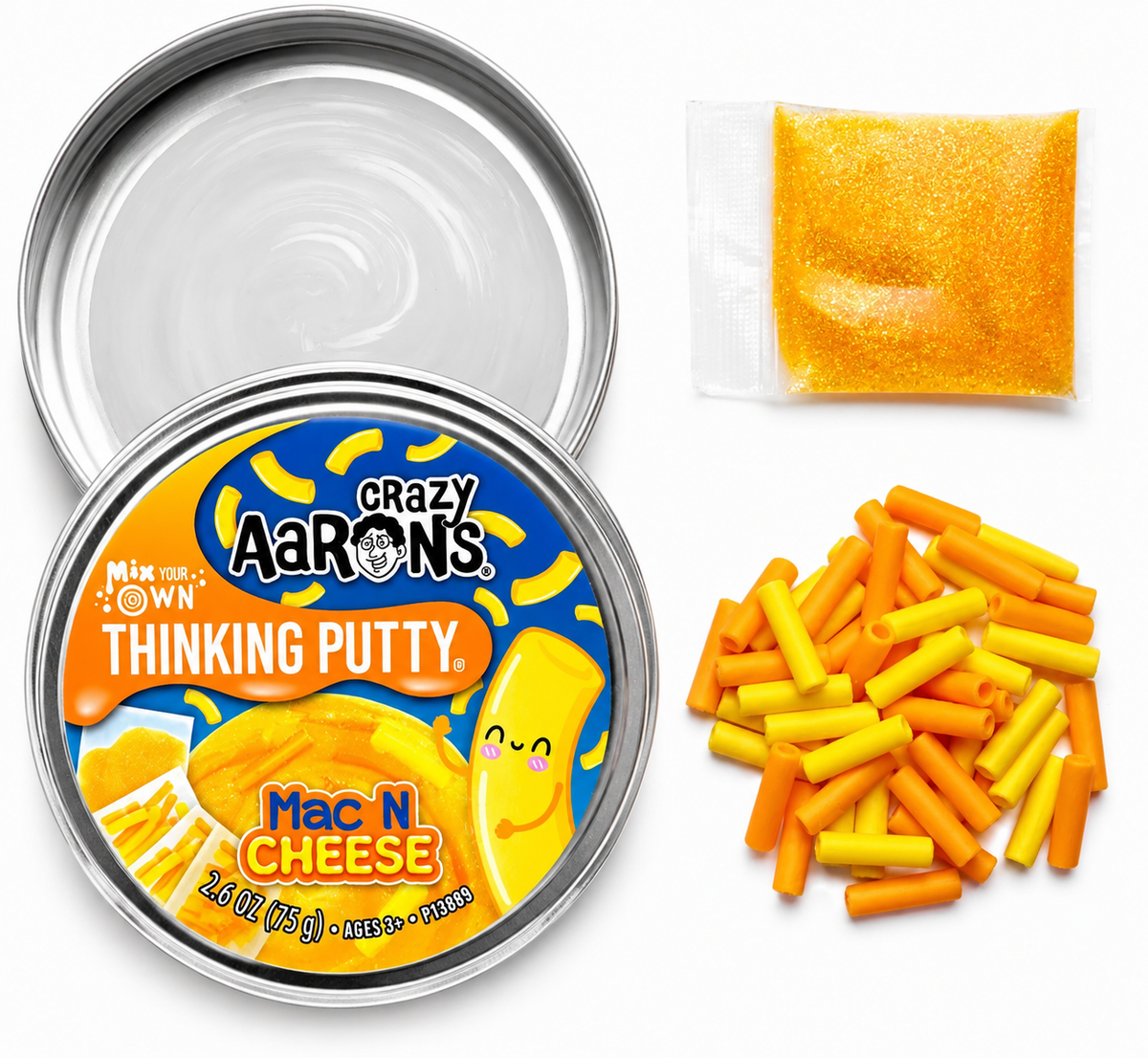 Crazy Aaron’s Mac N Cheese Thinking Putty Mix Your Own Kit 2.6 oz – Putty & Mix-Ins